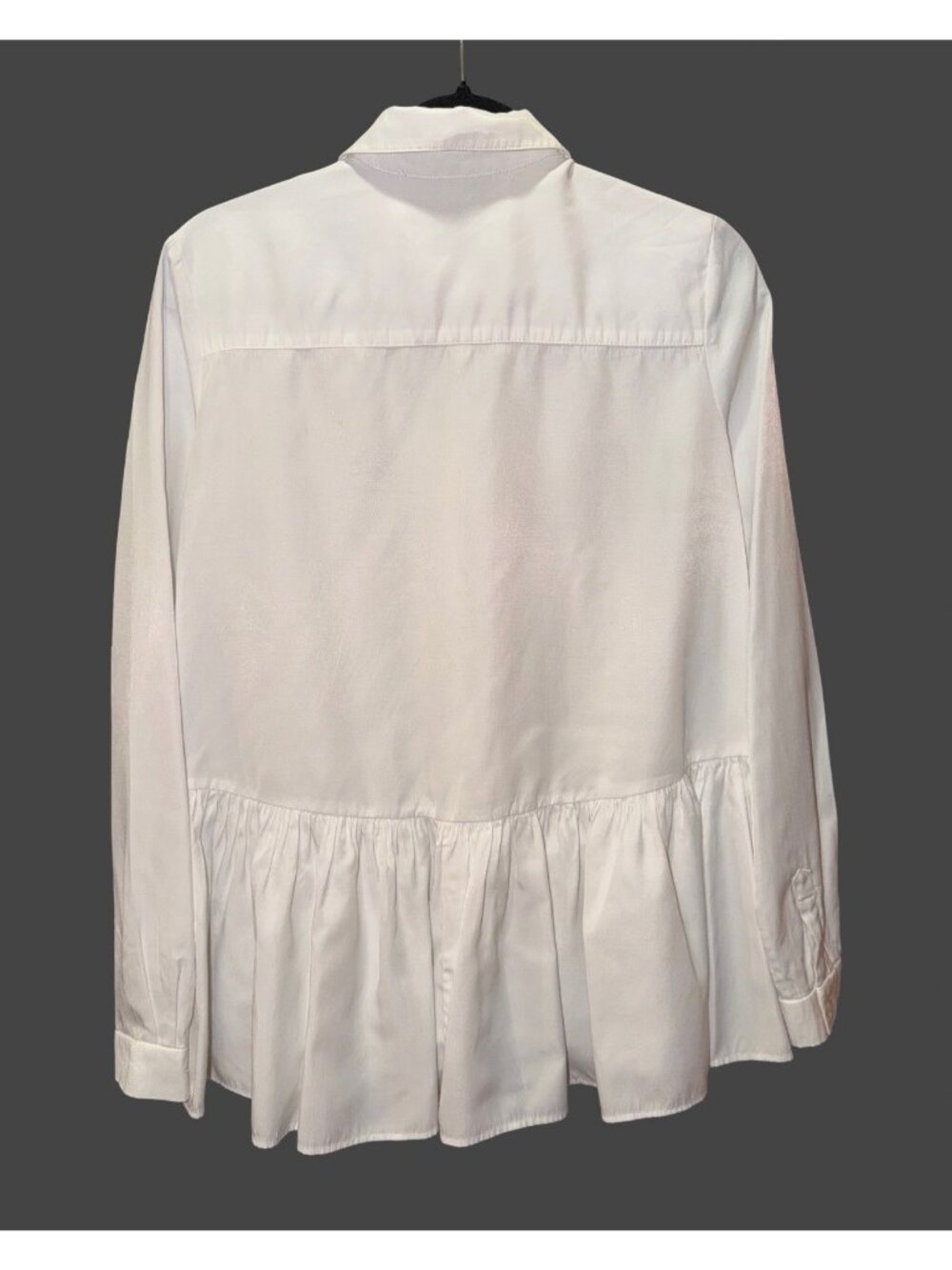 Tuckernuck White Peplum Button Down Blouse Long Sleeve High Low Top Womens Sz S - Picture 3 of 7
